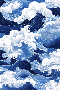 中式海浪纹图案设计