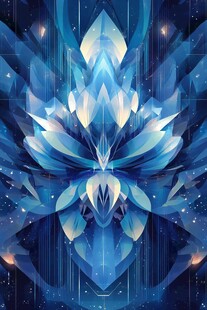 梦幻蓝色水晶花朵插画