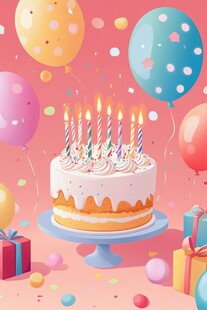 生日蛋糕庆祝场景插画