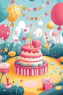 欢乐生日派对场景插画
