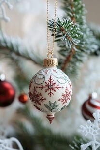 雪花图案圣诞装饰球