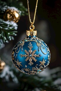 蓝色雪花圣诞装饰球