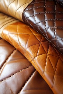 精美菱格纹皮革材质特写