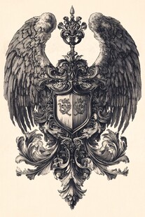 复古双翅盾牌纹章图案
