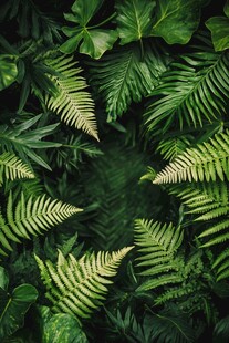 繁茂蕨类与绿叶交织景观