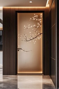 中式玄关梅花装饰门设计
