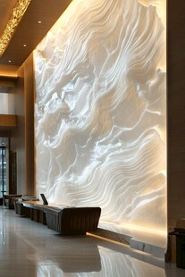 大厅中式山水纹理艺术墙