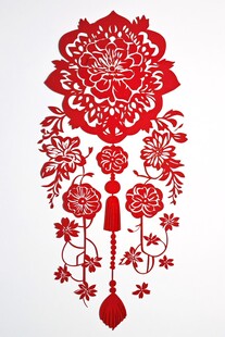 中式红色剪纸风精美挂饰