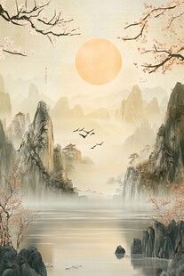 日暮山水间 飞鸟伴斜阳