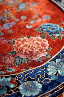 中式刺绣花卉精美织物