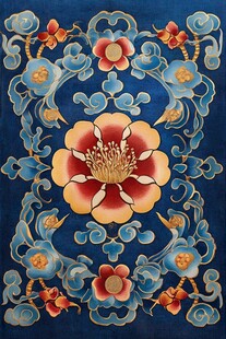 中式传统花卉刺绣图案