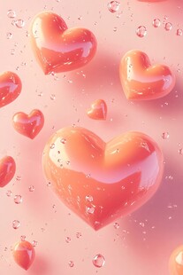 梦幻心形泡泡浪漫氛围图