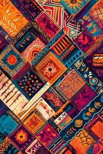 缤纷民族风拼贴图案