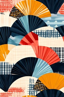 多彩扇形图案几何艺术纹理