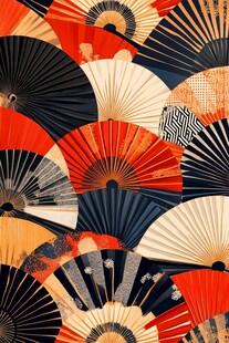 多彩日式折扇图案集合
