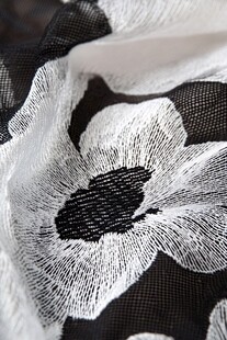 黑白蕾丝花卉面料特写