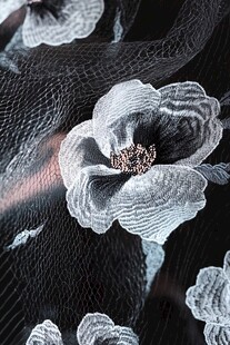 精致刺绣花朵网纱面料