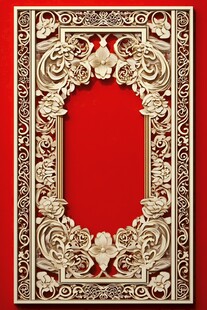 中式雕花红底精美框架