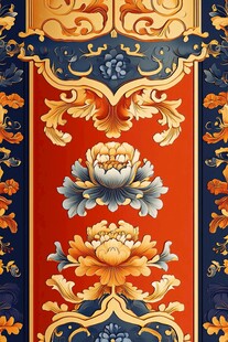 中式传统花卉纹样装饰画