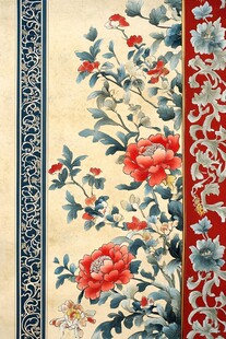 中式牡丹花卉古典纹样