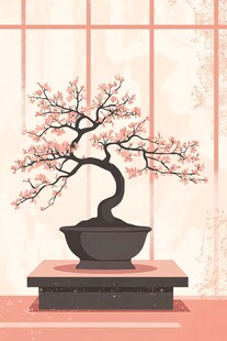 中式盆景图 花朵繁茂雅致