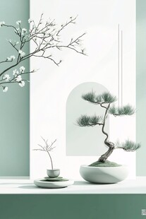 中式禅意盆栽装饰摆件