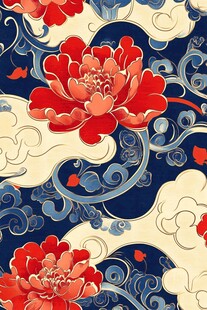 中式牡丹祥云花纹图案