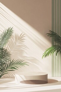 简约室内绿植光影展示台