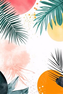 水彩风热带植物装饰画