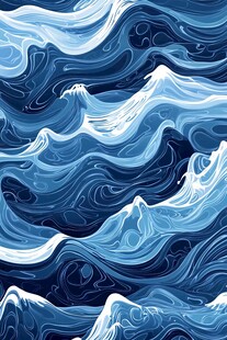 蓝色海浪无缝图案设计