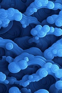 蓝色立体云纹图案背景