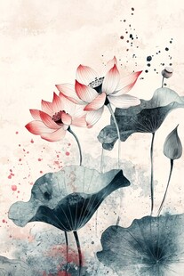 水墨荷花写意画