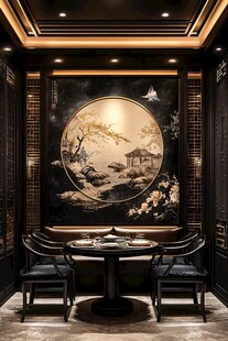 中式典雅餐厅室内精致一角