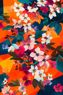 缤纷花卉几何图案背景