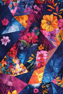 多彩拼布花卉图案设计