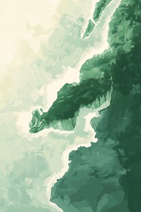 梦幻青绿山水意境图