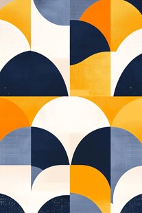 几何半圆拼接抽象艺术图案