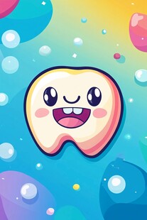 可爱牙齿卡通形象插画
