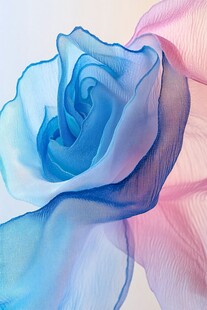 梦幻渐变蓝粉纱质玫瑰花