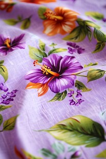 紫色花卉印花布料