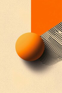 橙色圆球与几何背景画面