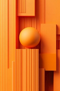 橙色空间中的立体圆球