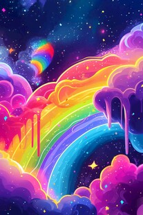 梦幻彩虹云间的璀璨星空
