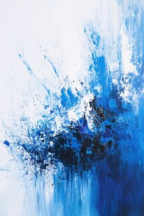 蓝色抽象泼墨艺术画作