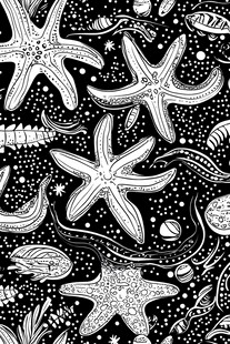 黑白海星海洋元素图案