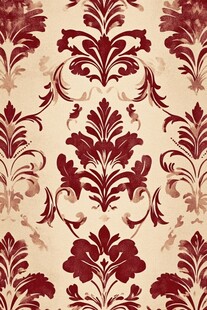 复古红棕花卉壁纸图案