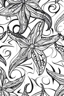 黑白海星花纹装饰图案