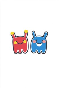 红蓝可爱小怪兽