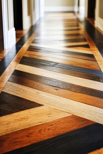 时尚拼花木地板走廊美景