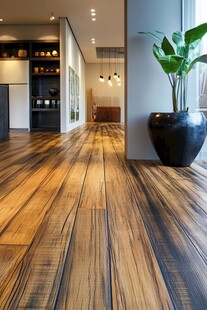 时尚木质地板的室内空间